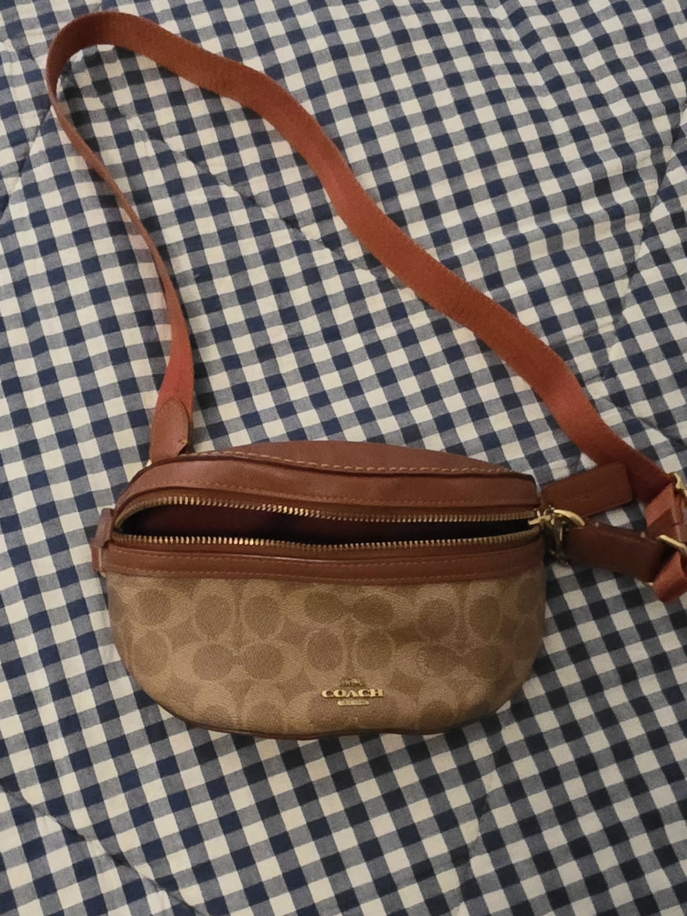 Coach Tan/Brown Signature Canvas Crossbody Belt Bag